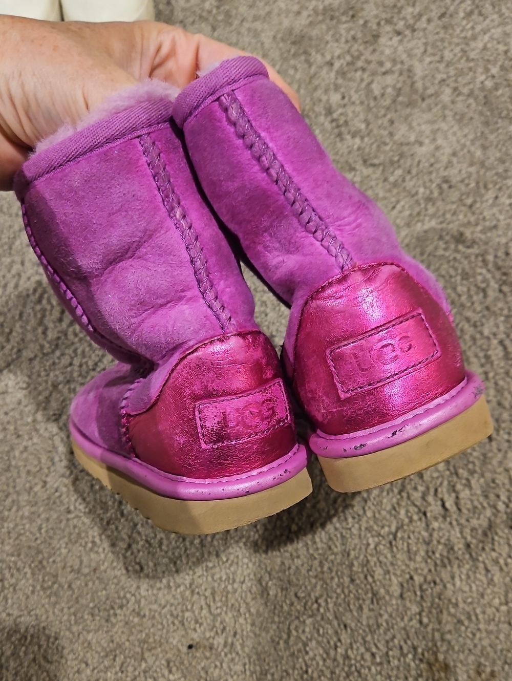 UGG Kids Metallic Hot Pink Shearling Boots